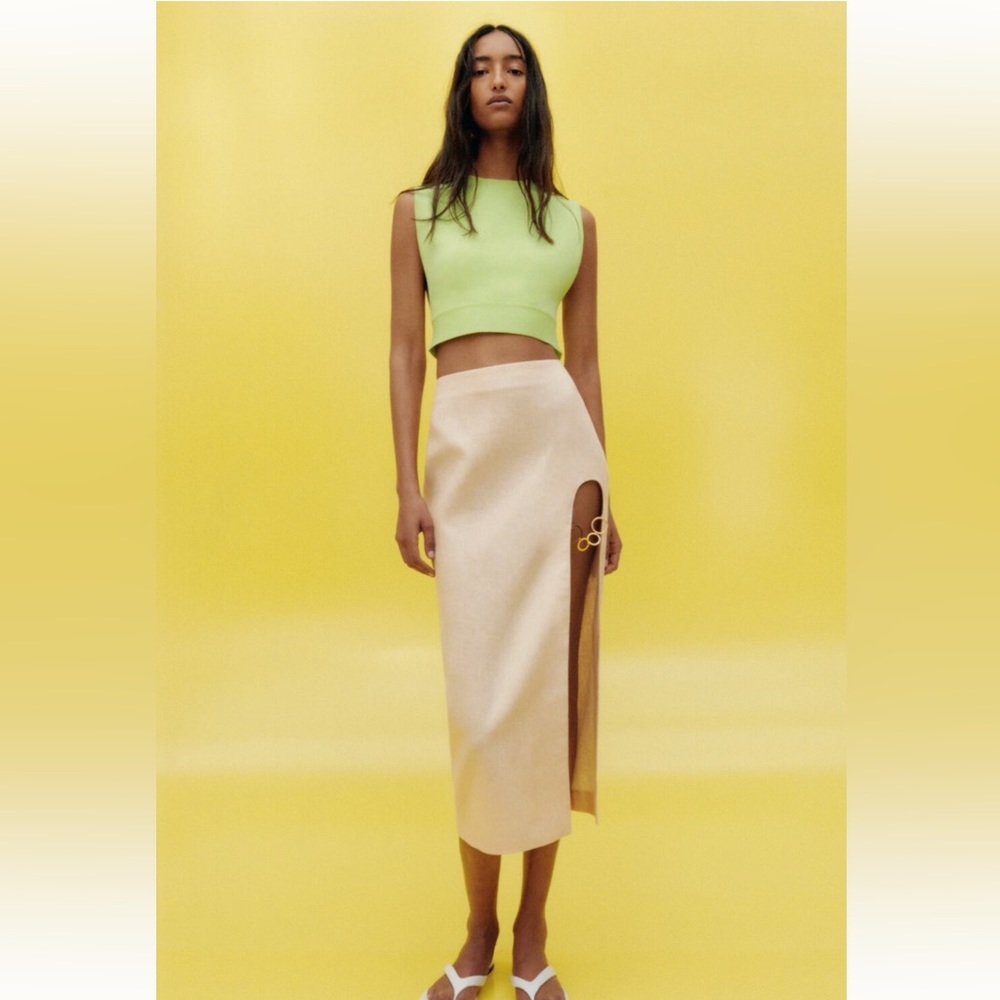 Zara cut out linen skirt Nwt